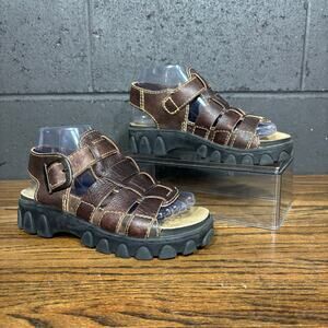 Vintage Y2K MIA Brown Leather Fisherman Platform Sandals Brazil Women’s 6.5